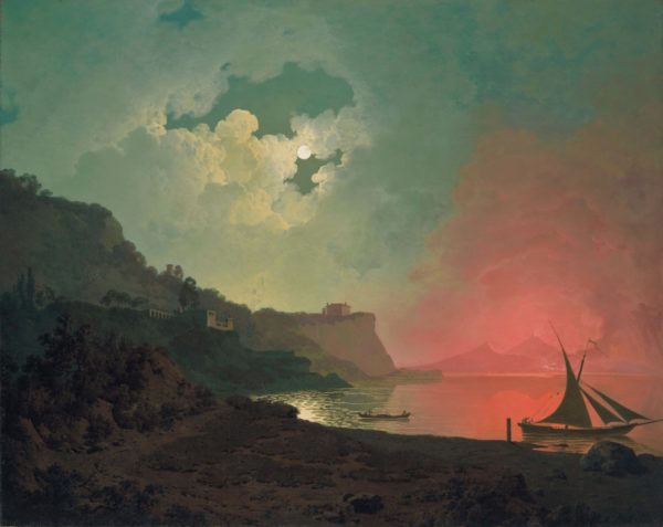 Joseph Wright of Derby - The Bay of Naples with Vesuvius in eruption, by moonlight.